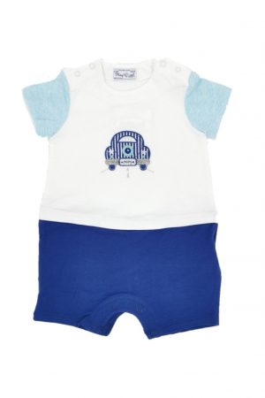 Salopeta bebe Mayoral 6-9luni (culoare alb/bleu/albastru)