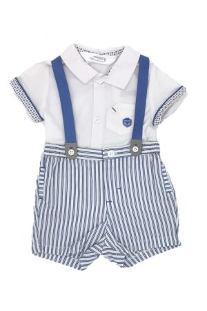 Set bebe, pantaloni cu bretele si camasa, Mayoral 4-6luni