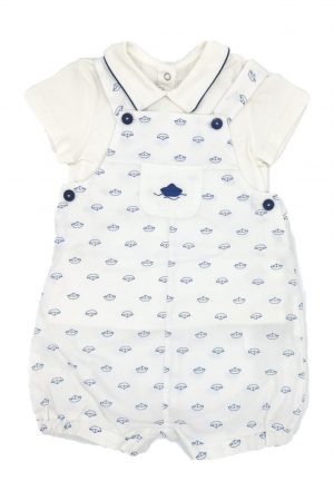 Set bebe, salopeta cu barcute/tricou polo, Mayoral 6-9luni