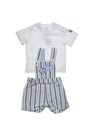 Compleu baieti tricou alb/salopeta Ellepi